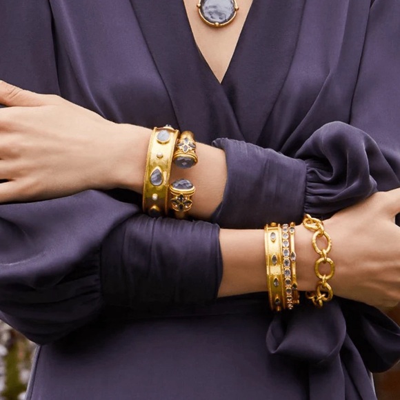 NWT Authentic Bohemian Spring Summer Julie Vos Gemstone Hinged Cuff/Bracelet - Picture 7 of 17